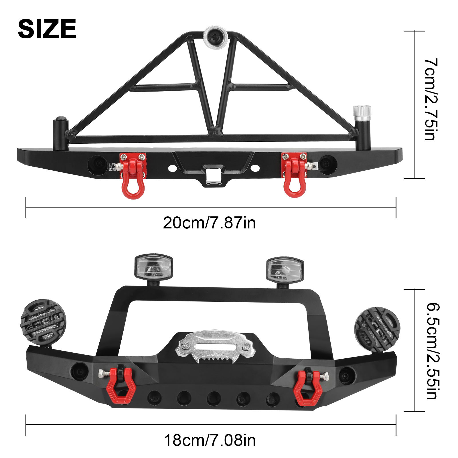 Details about   Black Metal Front And Rear Bumper for 1/10 TRX4 SCX10 Axial SCX10 III AX103007 