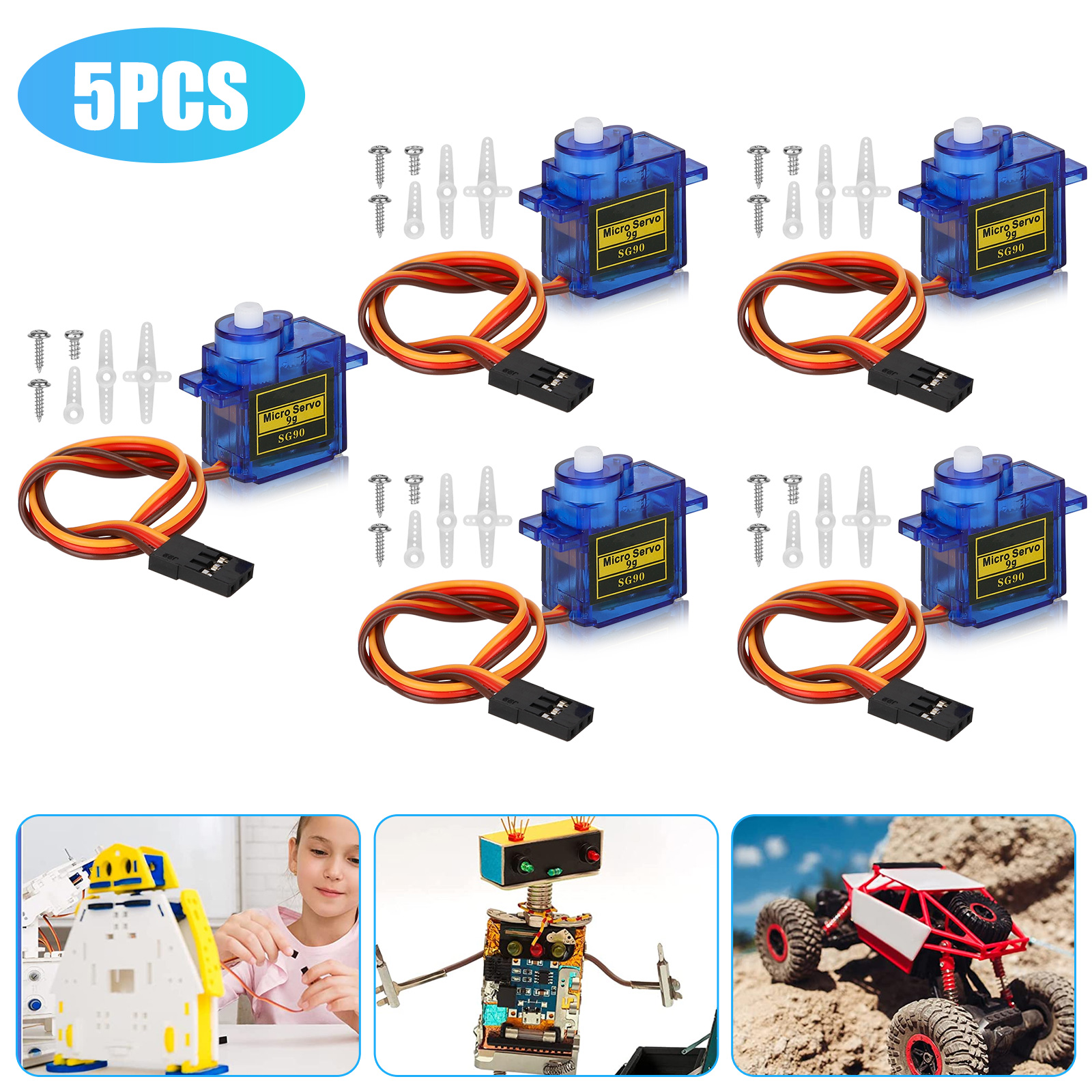 20Pcs SG90 9g Mini Micro Servo Motor Metal Gear for RC Plane Helicopter  Control