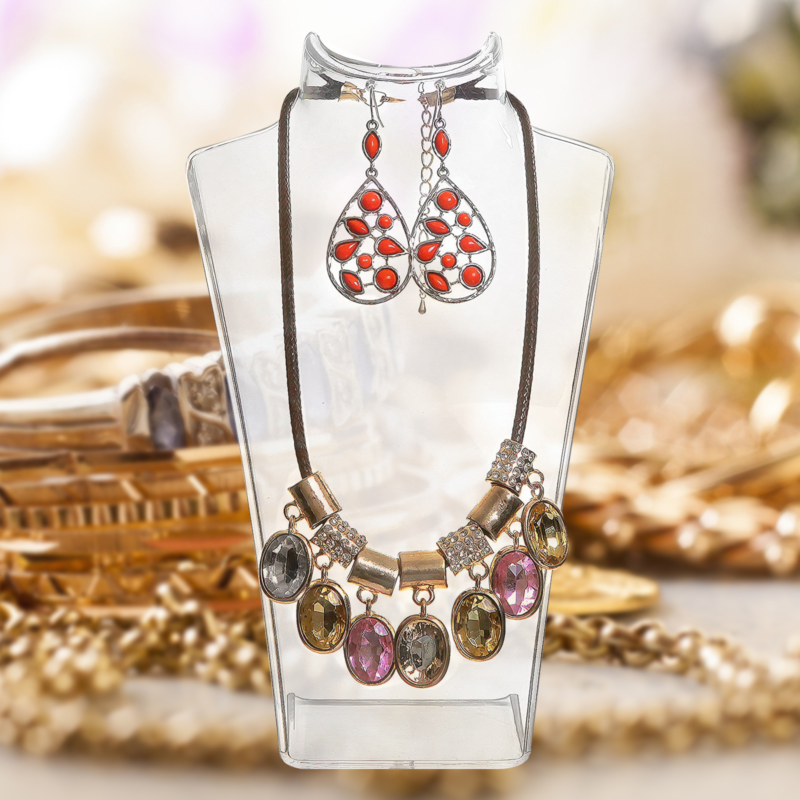 Acrylic Display Stand Necklace Pendant Bust Mannequin Earring Jewelry Show Decor