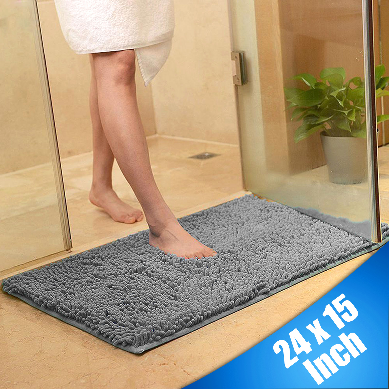 100% Cotton Absorbent Soft Shaggy Non Slip Bath Mat Shower Home Floor Rug Carpet 