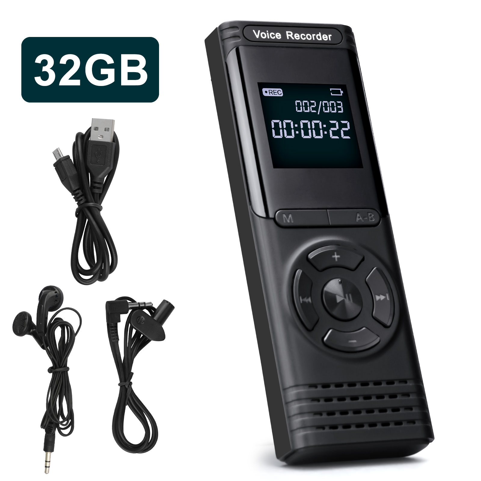 32G Voice Activated Digital Recorder  Sound Audio Dictaphone MP3 Player