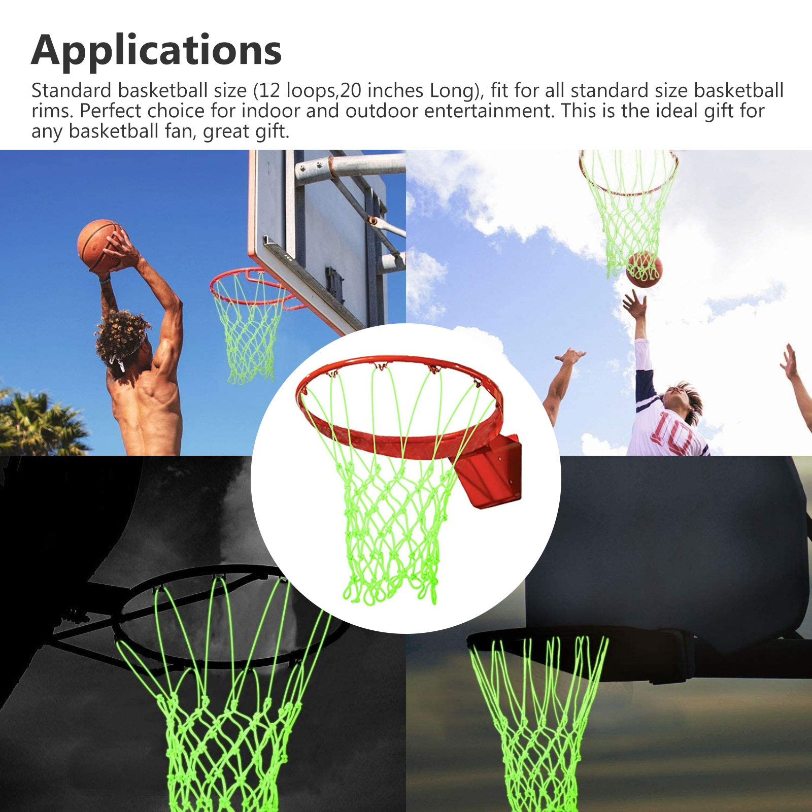 Glowing Basketball Net Basketball Hoop Mesh Outdoor Trainning  Luminous Net FEA